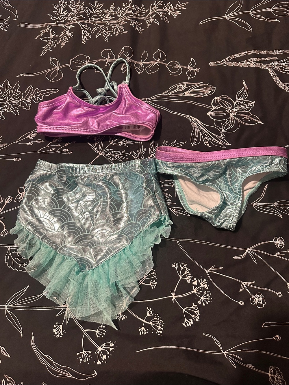 Girls Two-Piece Mermaid Bikini Set in Aqua and Pink
